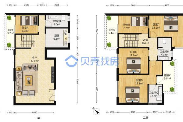 美麗365花園|地鐵清湖C出口|復式4房|帶電梯|裝修保養很好，戶型方正通透，采光視野佳